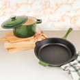 thumbnail image 2 of BergHOFF Neo 3pc Cast Iron Cookware Set, Fry Pan & Round Dutch Oven, Green, 2 of 7