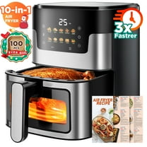 Air Fryer 7.5 QT Large Capacity Digital Hot Air Oven with Window & Light, Family Size Oil-Free Air Fryer with 10 Presets, Nonstick Easy Clean Basket, 100 Liners, Black