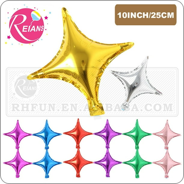 Globos metalizados de helio para decoración de fiesta de cumpleaños y boda, globo de estrella de 4 puntas, 10 pulgadas