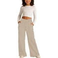 thumbnail image 3 of Letdown Girls' Solid Wide-Leg Lounge Pants, Casual Front Seam Detail Elastic Waist with Drawstring and Pockets for Kids 7-14 Years, 3 of 8