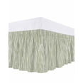 thumbnail image 2 of Sage Green Stripe Bed Skirt Queen Size 16 Inch Drop, Retro Abstract Art Farmhouse Sage Green Stripe Waves Adjustable Elastic Dust Ruffles Bedskirt for Queen Bed Wrap Around Pleated Mattress Cover, 2 of 9