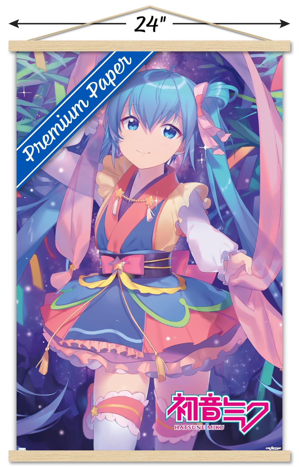 Hatsune Miku - Ribbons Wall Poster with Magnetic Frame, 22.375" x 34"