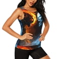 thumbnail image 2 of Vsdgher Débardeur de Sport Imprimé Crâne de Feu Rouge et Bleu pour Femmes, Séchage Rapide pour Entraînement et Course - Petit, 2 of 7