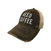 "Need Coffee" Retro Brand Mudwashed Distressed Mesh Snapback Hat Cap