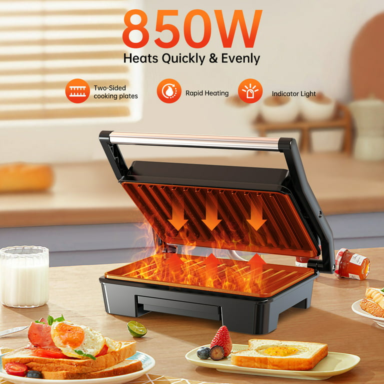 Costway Electric Panini Press Grill Sandwich Maker with LED Display &  Removable Drip Tray
