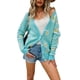 thumbnail image 1 of Chaqueta De Punto Estampada Cuello En V Hombro Caído Mangas Largas Patrón De Margaritas Elegante Cómodo Suéter Suelto Para Mujer Verde L, 1 of 8