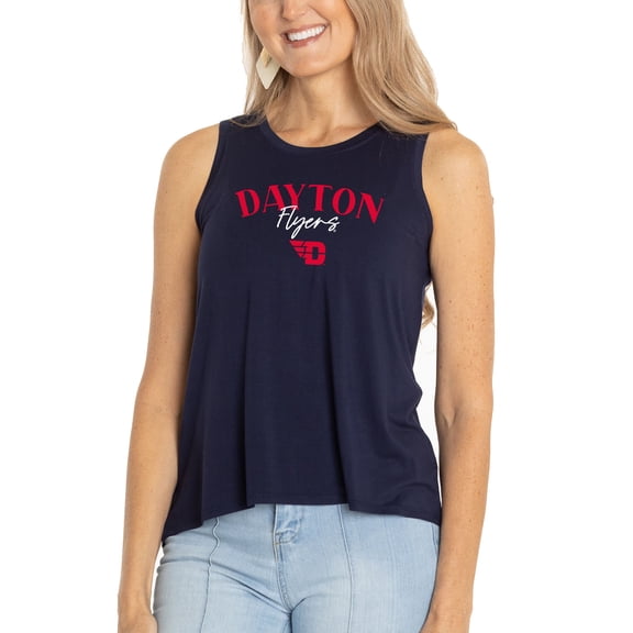 Women's  Navy Dayton Flyers Hannah High Neck Tank Top