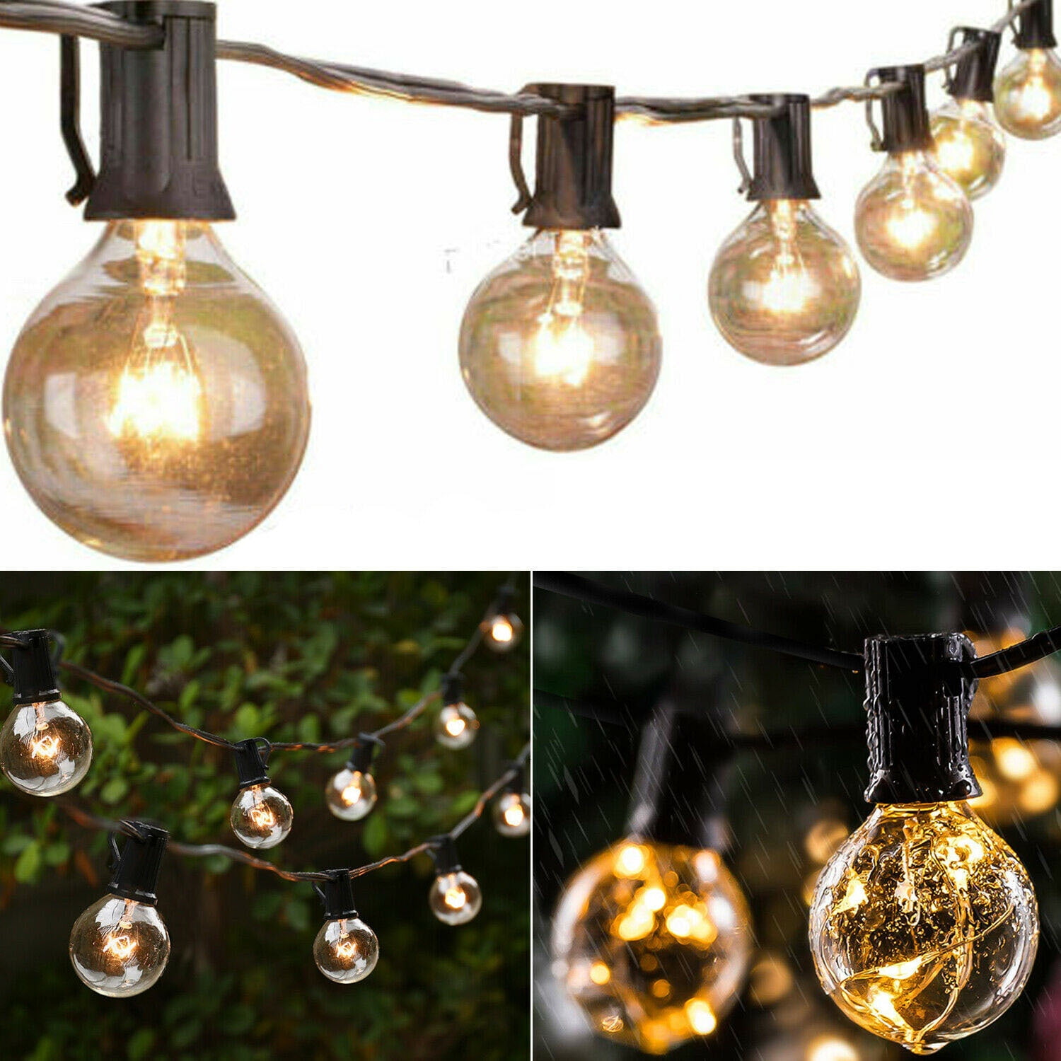 G40 LED Warm White Outdoor Patio Globe String Lights 25', 50' and 100' Lengths 