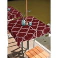 thumbnail image 2 of Outdoor Tablecloth with Umbrella Hole for Patio/Picnic/Party/Camping, Deep Red Morocco Waterproof Table Cloth Square Cover Washable, Retro Farmhouse Quatrefoil Plaid (54"x 54"), 2 of 8