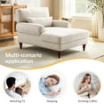 thumbnail image 3 of Condemo Modern Linen Fabric Indoor Chaise Lounge Chair for Bedroom, Living Room, Office, Smoke White, 3 of 7