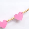 thumbnail image 7 of Lssam Valentine's Day Garland Farmhouse Style with Felt Heart and Wood Bead Banner for Mantel Decor in Neutral Holiday Party Colors (Heart Pink), 7 of 7