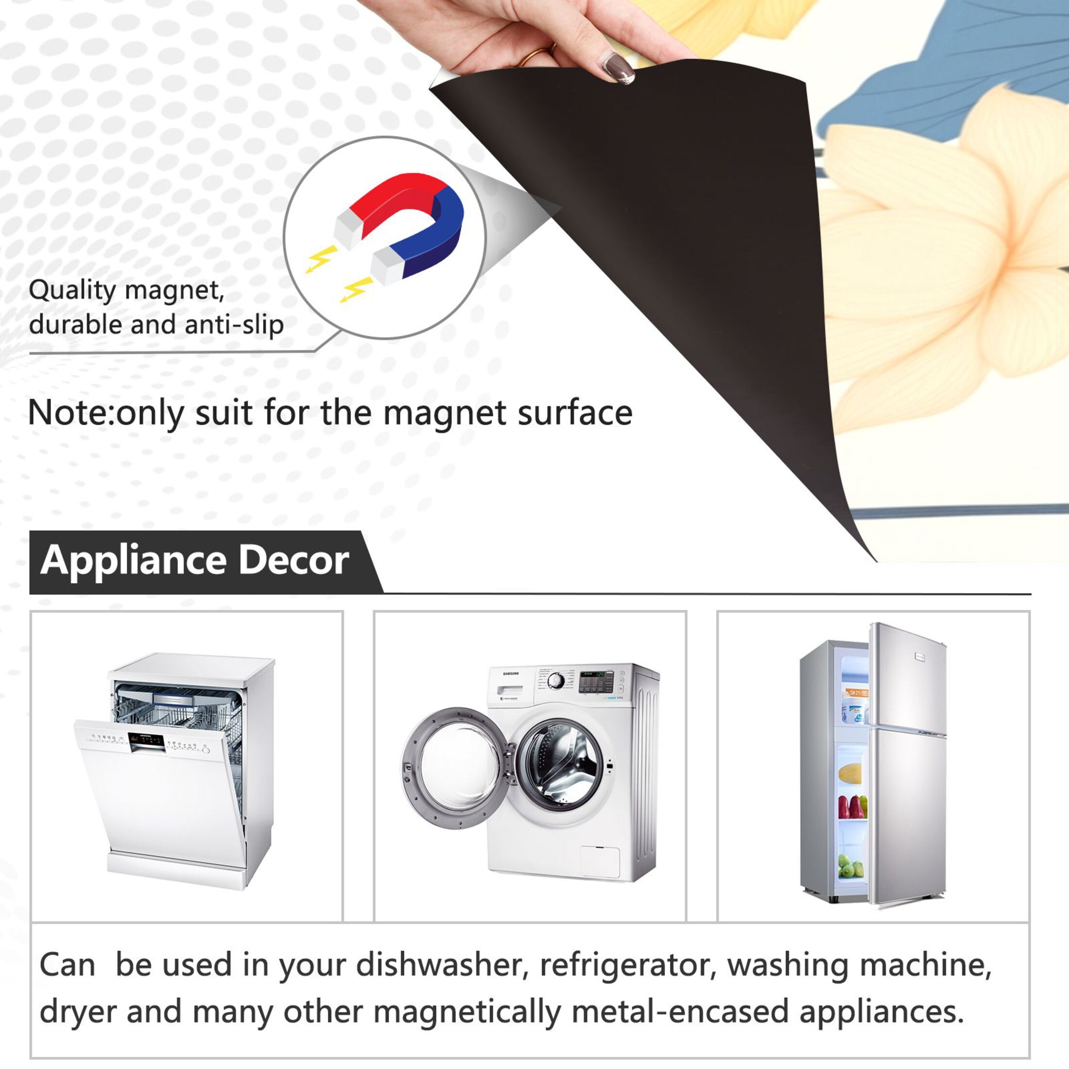Dishwasher Magnetic Sticker 23x26 Inch Refrigerator Magnetic Sticker Washing Machine Magnetic Sticker Kitchen Panel Magnetic Sticker Home Decor Colorful Lotus Pattern
