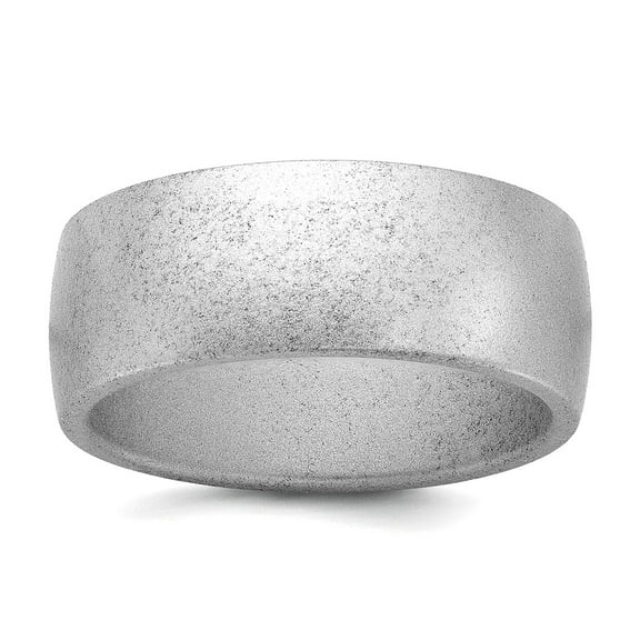 Silicone Metallic Silver 8.70mm Flat Edge Band Size 11 Ring for Women and Men