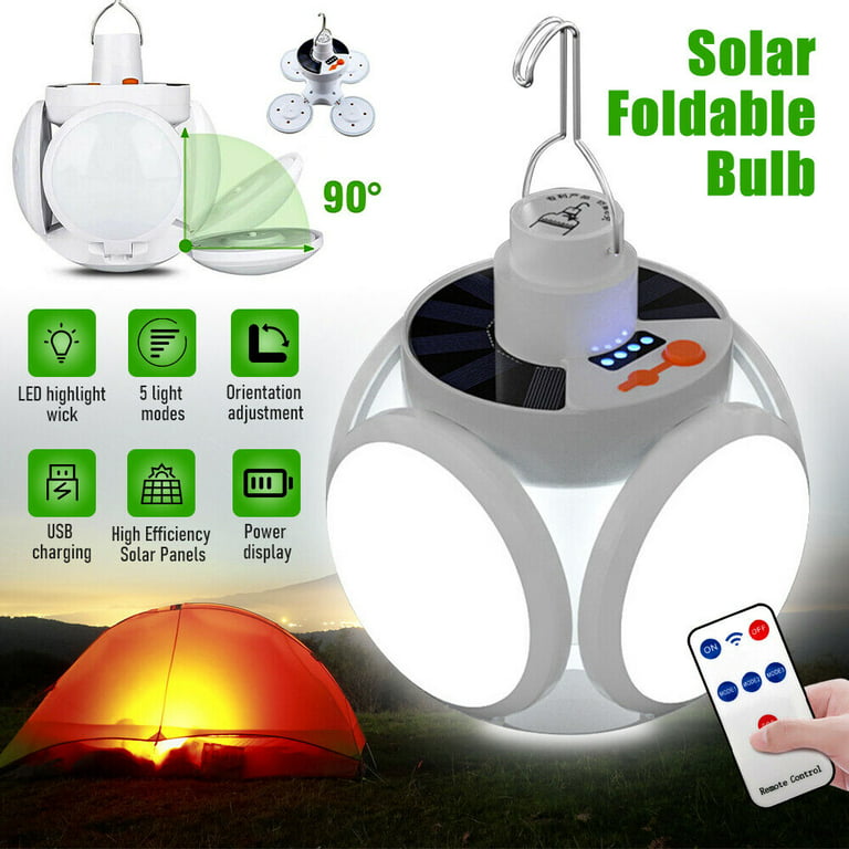 Solar Camping Lights, Camping Lantern Rechargeable, Power Bank 2400mAh,Waterproof, 5 Light Mode, Size: Medium, White