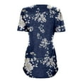 thumbnail image 5 of Tees Tops for Women Side Ruched Summer Floral Print Vintage Short Sleeve Gift Clothes Navy 2XL, 5 of 5