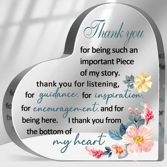 Thank You Gifts For Women Coworkers Appreciation Gifts Thank You Sign Acrylic Heart For Friends Thank You For Listening Guidance Inspiration Sign Plaque Floral Desk Decor 4X4 In