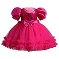 thumbnail image 2 of ATOGUTA Girls Dresses Sleeveless Ruffled Lace Bow Flower Girls Dresses Hot Pink, Size 6M-5T, 2 of 5