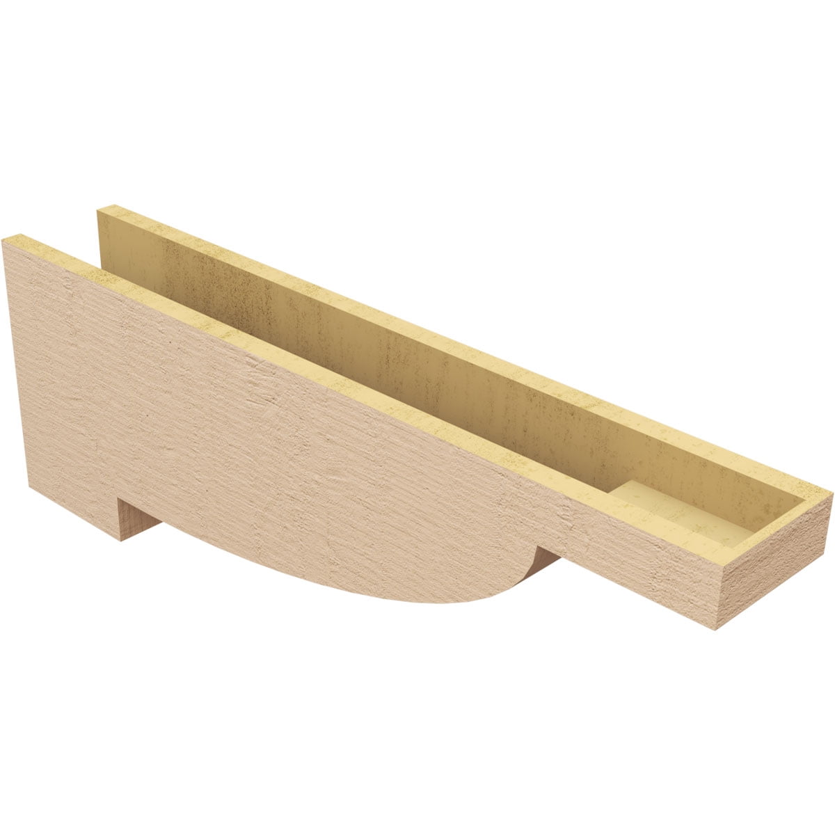 6"W x 36"D x 12"H Thin Alpine Rough Cedar Woodgrain TimberThane Corbel, Primed Tan