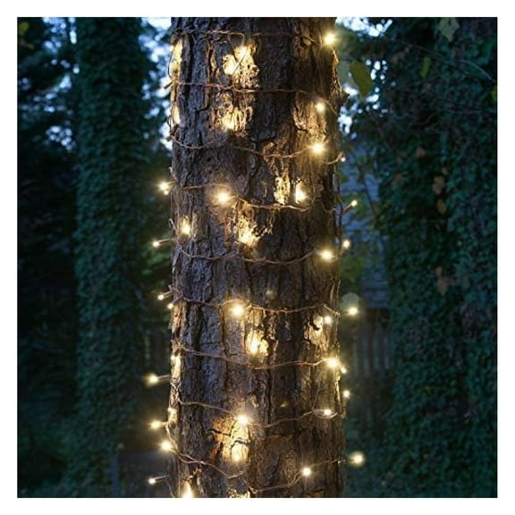 LED Tree Trunk Wrap Lights – 2' x 6' Net Brown Wire, 100 Warm White Holiday Lights, Outdoor Christmas Tree Decor, Yard & Garden Illumination