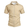 thumbnail image 3 of Hesxuno Men Dress Button Down Shirts Striped Loose Fit Short Sleeve Shirts Casual Formal Business Work Wrinkle Free Shirts Khaki L, 3 of 4