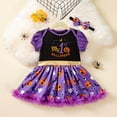 thumbnail image 2 of mgoYE Toddler Baby Girl Pumpkin Printed Tutu Dress Long Sleeve Skirt Outfits Clothes with Headband|Purple 6-9 Months, 2 of 4