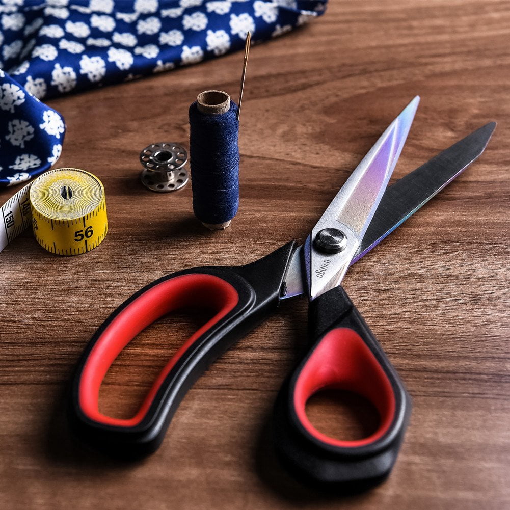 2 Pack Tailor Heavy Duty Multi-purpose Titanium Coating Forged Stainless Steel Sewing Fabric Leather Dressmaking Comfort Grip Shears Professional Crafting (8.5 & 9.5inch)