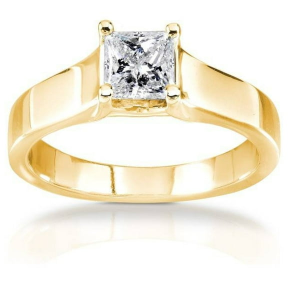 Pompeii 1/2Ct Princess Cut Diamond Solitaire Engagement Ring Yellow Gold Lab Grown