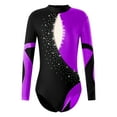 thumbnail image 1 of CHICTRY Kids Girls Hollow Back Gymnastics Leotard Shiny Glitters Long Sleeve Modern Dance Figure Skating Unitard, 1 of 5