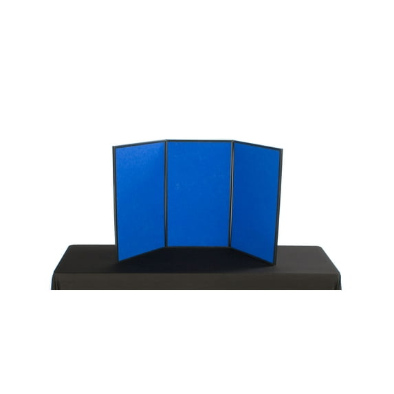 3-Panel Folding Panel Display, 54 x 30, with Carrying Case - Blue and Red Hook & Loop-Receptive Fabric, for Presentations (3P5430BLRD)