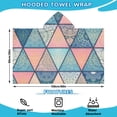 thumbnail image 2 of Pink and Blue Triangular Floral Boho Pattern Hooded Bath Towel，60"x35" for Ages 3 To 12 Kids, Quick Dry Lightweight Soft Microfiber Hood Beach Towel Cover Up for Kids, 2 of 7