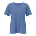 thumbnail image 5 of Delayuji Plus Size V Neck T Shirts Women Short Sleeve Tops Casual Summer Tshirts Loose Fit Tee Blue L Polyester,Spandex Short Sleeve Shirts for Women, 5 of 5