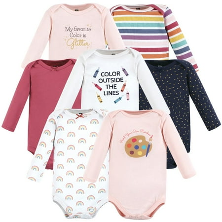 

Hudson Baby Infant Girl Cotton Long-Sleeve Bodysuits Creativity 3-6 Months