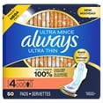 thumbnail image 3 of Always Ultra Thin Feminine Pads with Wings for Women, Size 4, Overnight Absorbency, Unscented, 50 Count, 3 of 9