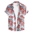 thumbnail image 1 of Playeras Camisas de un solo pecho de primavera y verano para hombre, camisa informal de manga corta con solapa para playa y vacaciones al libre (White, S), 1 of 7