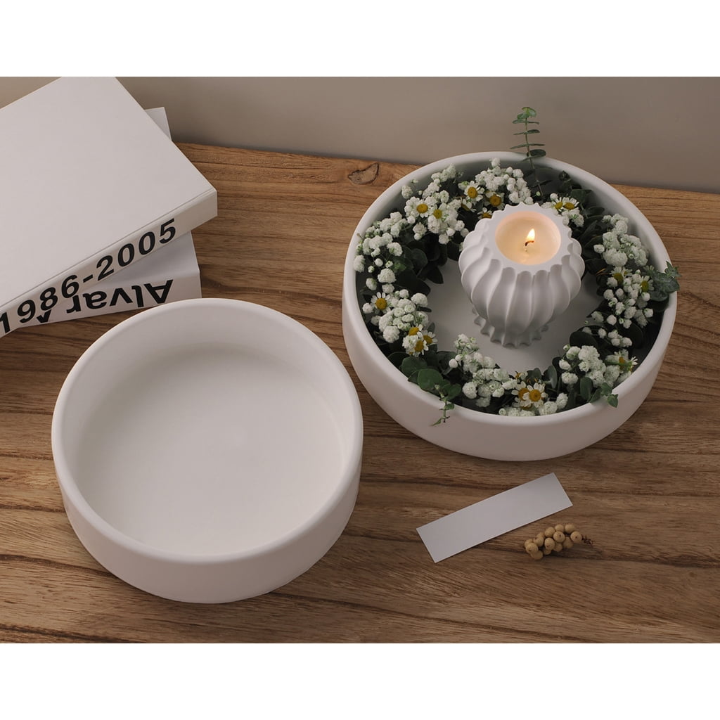 Geemin Silicone Molds Candle Tray Mould Round Storage Bowl Castings Molds Plaster Molds Flower Pots Molds Craft Supplies