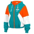 thumbnail image 2 of Women's WEAR by Erin Andrews Aqua/Orange Miami Dolphins Plus Size Color Block Full-Zip Windbreaker Jacket, 2 of 5