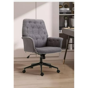 Homcom 220 Modern Mid-Back Home Office Computer Adjustable Chair w/ Padded Arms, Dark Grey