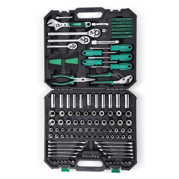 213-Piece Mechanics Tool Set, SAE and Metric Socket and Wrench Kit with Screwdrivers, Bits, Pliers, Ratchets, Durable Storage Case for Auto and Home Repair