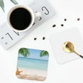 thumbnail image 5 of Kll Square Drink Coasters Set Of 4,Pu Leather Absorbent Coasters Set Decorative Coffee Cup Coasters Housewarming Gift For Home Decor-Starfish In Beach, 5 of 9