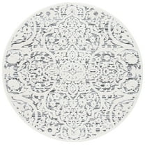 SAFAVIEH Cabana Ruadhan Geometric Indoor/Outdoor Area Rug, Ivory/Grey, 4' x 4' Round