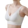 thumbnail image 2 of Gymayou Women Seamless Wireless Sports Bra With Fixed Molded Cups Gentle Lift & Moderate Gathering Everyday Bra Wide Strap Side Support White 2XL, 2 of 4