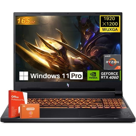 acer Nitro V16 Gaming Laptop, 16" WUXGA 165Hz Display, 8-Core AMD Ryzen 7 8845HS Up to 5.10 GHz, GeForce RTX 4060, 32 GB DDR5 RAM, 2 TB SSD, Backlit Keyboard, Office Lifetime License, Win11 Pro