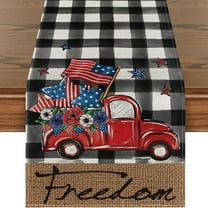 SDJMa Patriotic 4th of July Table Runner, Memorial Day American Flag Gnomes Kitchen Dining Table Decor for Indoor Outdoor Home Party Decoration 13 x 72 Inch