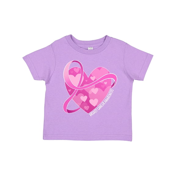 Inktastic Breast Cancer Awareness Pink Ribbon Around Heart Boys or Girls Toddler T-Shirt