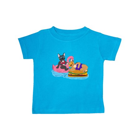 

Inktastic Cute French Bulldogs On Pool Floaties Gift Baby Boy or Baby Girl T-Shirt