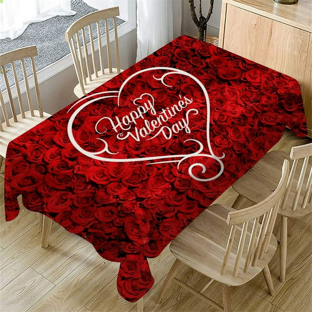 Up to 65% Off SMihono Valentine's Day Table Cloth Rectangular Tea Table Cover Dining Home Decor