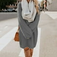 thumbnail image 6 of Hevirgo Chic Women Autumn Solid Color O Neck Sweater Fluffy Loose Knee-length Dress, 6 of 8