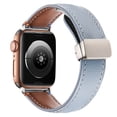 thumbnail image 2 of Genuine Leather Band for Apple Watch 38mm 40mm 41mm 42mm(Series 10), Magnetic Adjustable Strap Replacement Watch Band for iWatch Series 10/9/8/7/6/5/4/3/2/1/SE, Blue, 2 of 6
