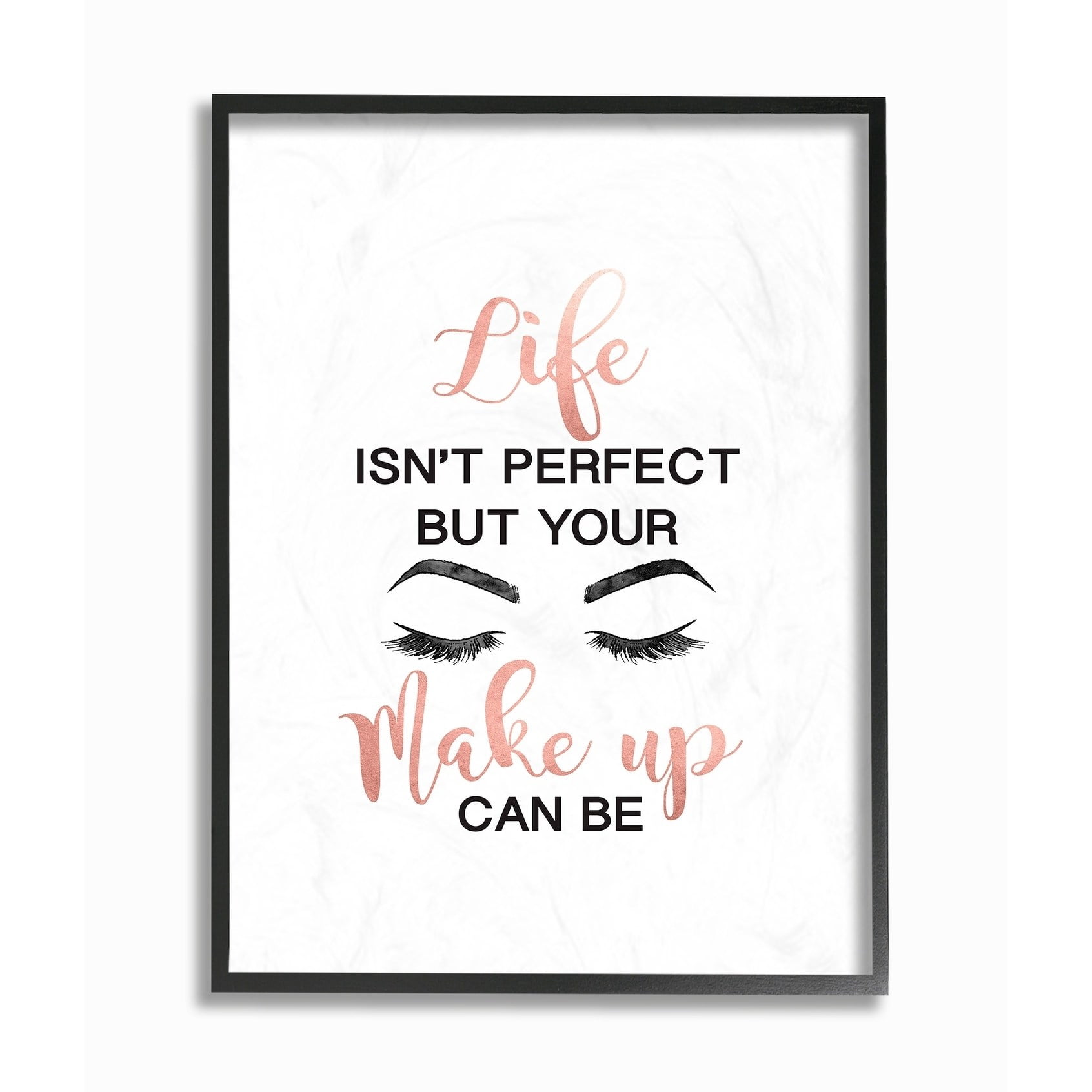 The Stupell Home Decor Perfect Make Up with Lashes Fashion Typography Framed Texturized Art