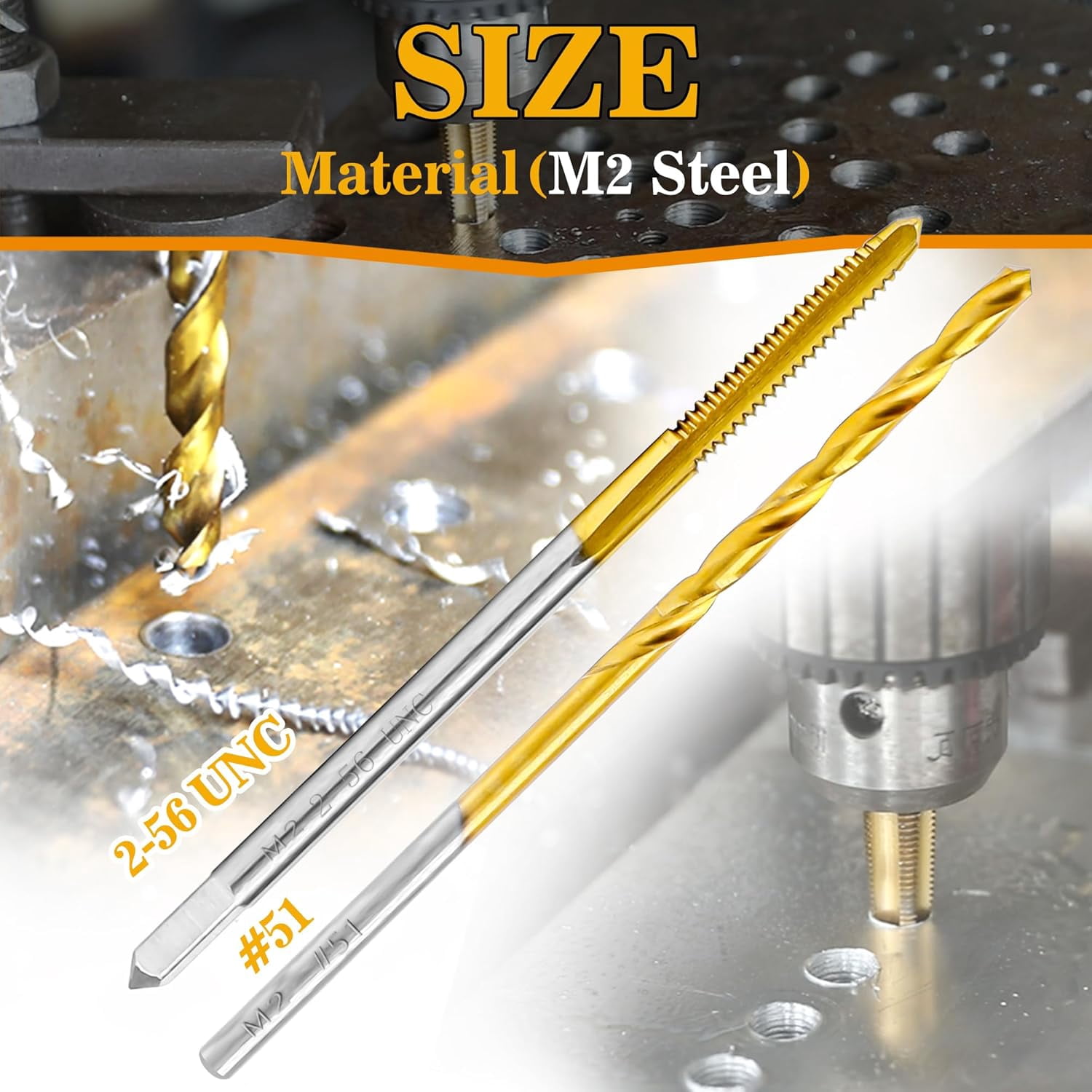 FRKSMD-2-56 UNC Tap and #51 Drill Bit Kit, M2 HSS Drill and Tap Set, Combination of Drill and Tap Kit for Metal